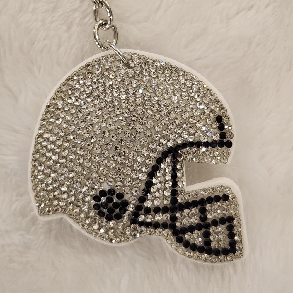 Brown Football and Silver Helmet Keychain Set Bag Charms